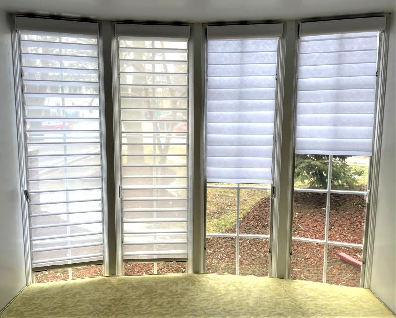 Silhouettes, Hunter Douglas, in a bay window.